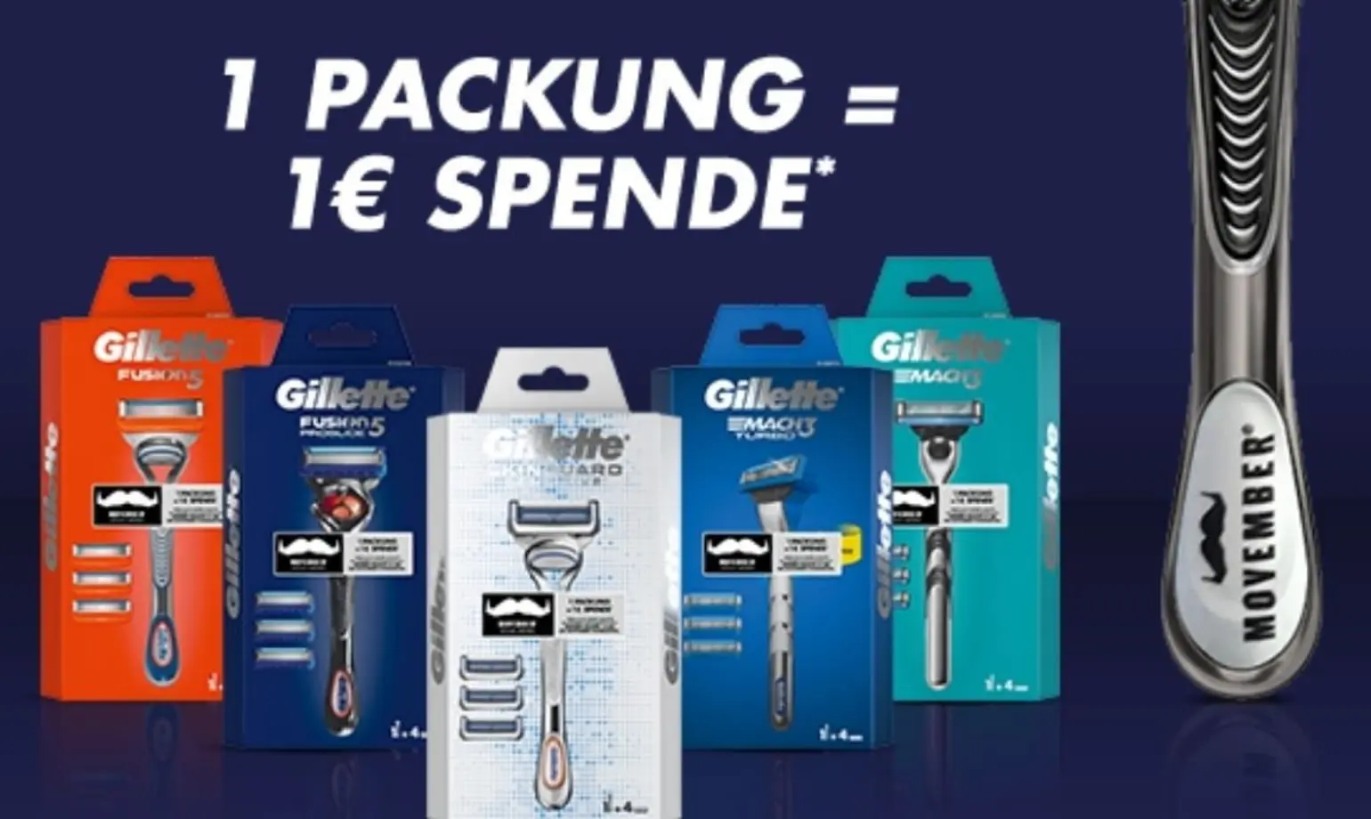 Gillette spendet bei jedem Kauf von Gillette-Produkten 1 € an die Wohltätigkeitsorganisation