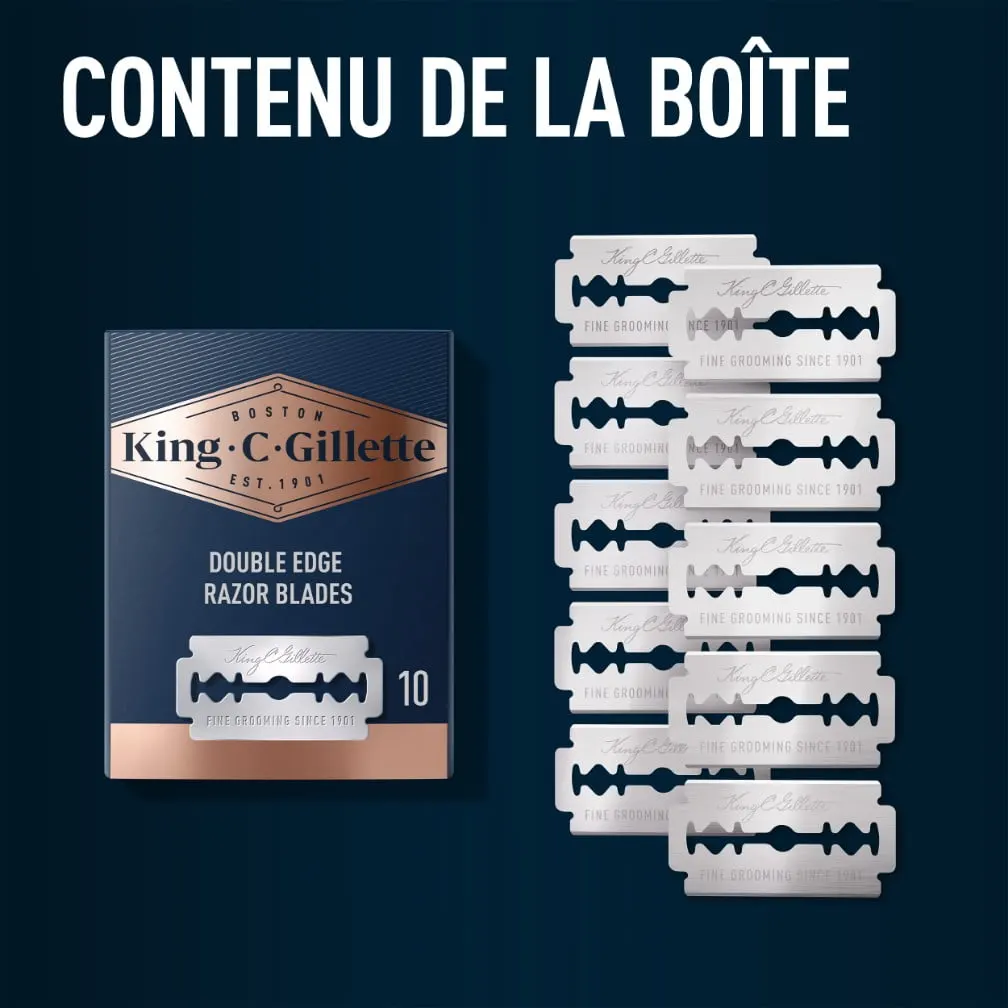 Lames tranchantes en acier inoxydable recouvertes de platine de King C. Gillette