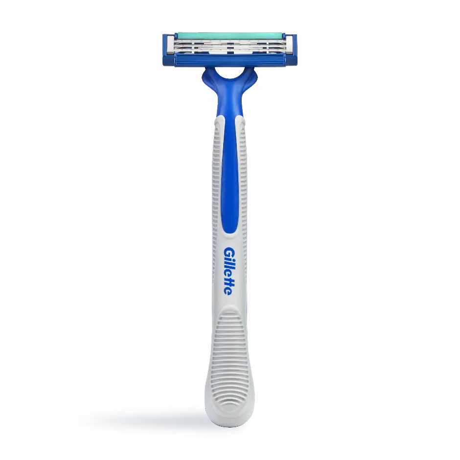 Rasoir Gillette Sensor3 Simple pour homme avec 3 lames, manche antidérapant et bande Lubrastrip pour un rasage doux et confortable.