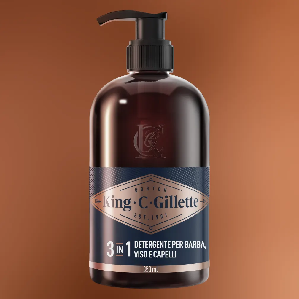 Gel detergente viso e barba King C. Gillette