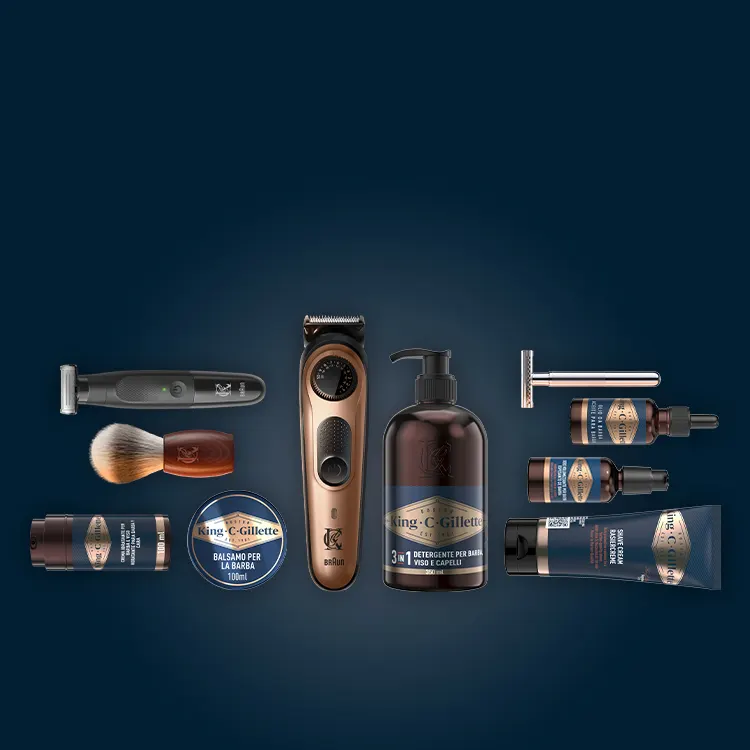 Prodotti per la cura della barba e per la pulizia del viso di King C. Gillette