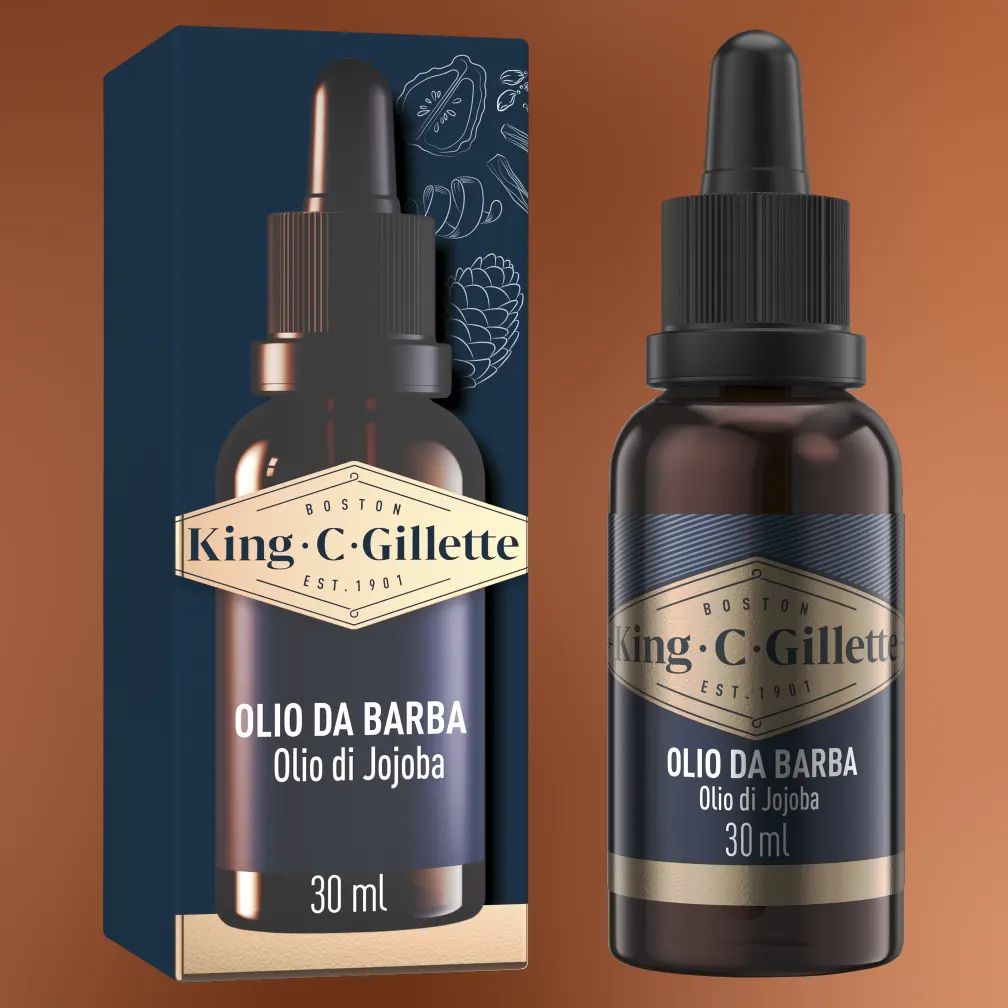 Olio Da Barba King C. Gillette Con Olio di Avocado, Olio di Mandorle Dolci e Olio Di Argan