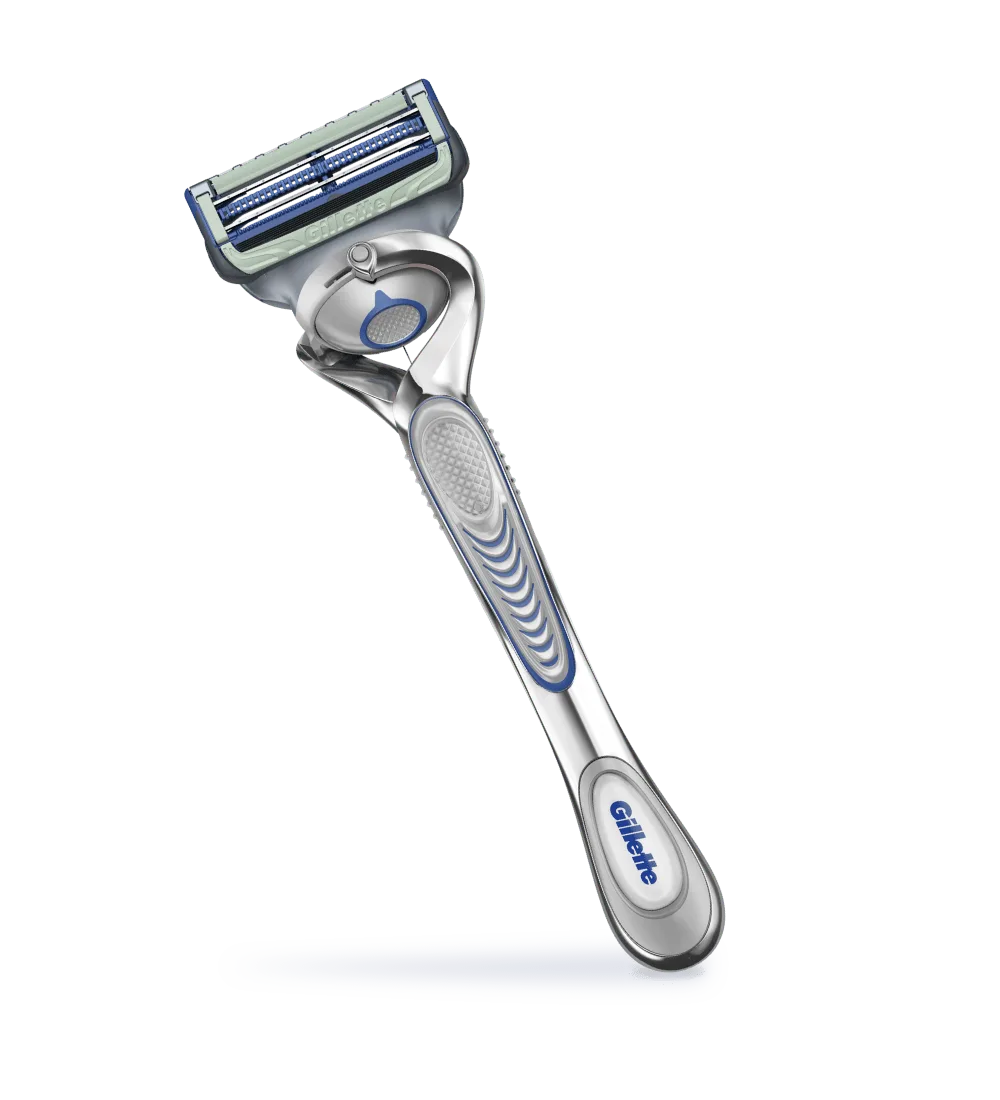 Rasoio Gillette Skinguard Flexball Aloe su sfondo bianco