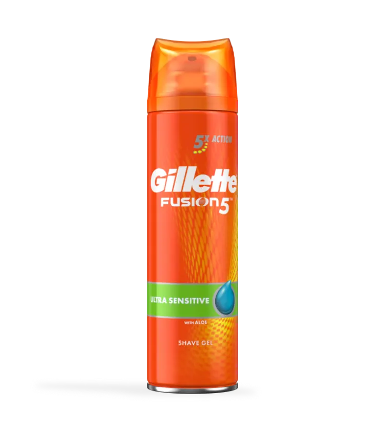 Gel Gillette Fusion&reg; Para Pele Sensível no cartão do produto exibido no artigo