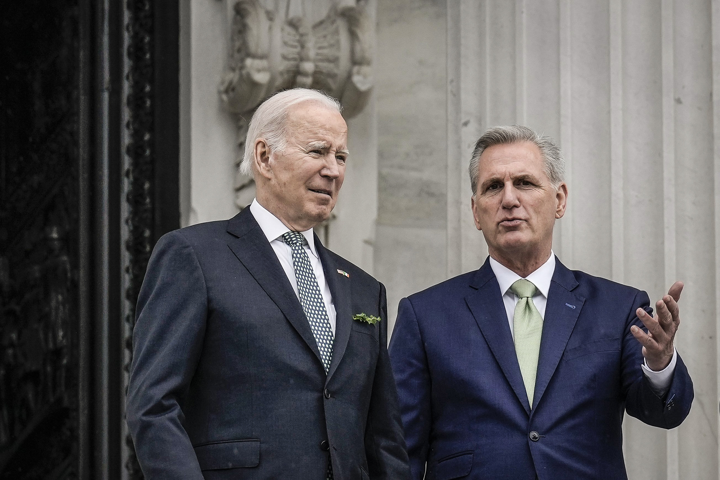 US President Joe Biden and Republican House Speaker Kevin McCarthy.  Image: Getty