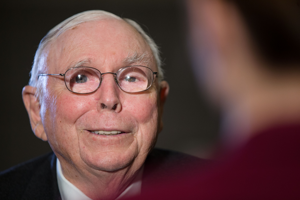 99-year-old billionaire Charlie Munger doubled down on his dislike of cryptocurrencies.  Image: Shutterstock