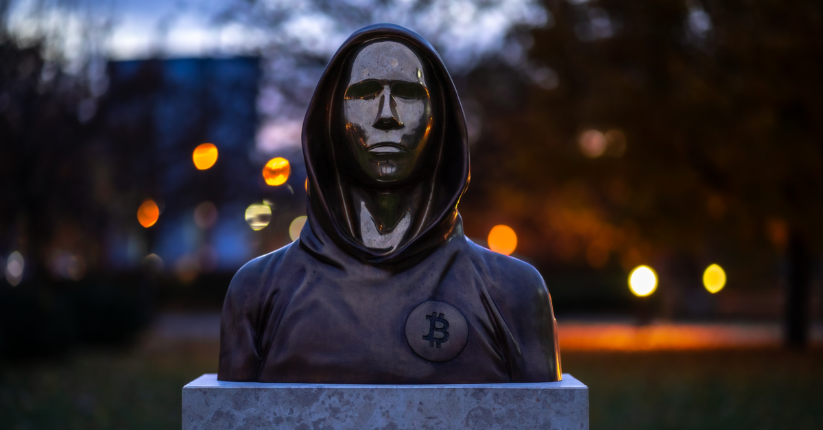 Statue of Satoshi Nakamoto, the mysterious founder of Bitcoin and Blockchain technology in Budapest, Hungary