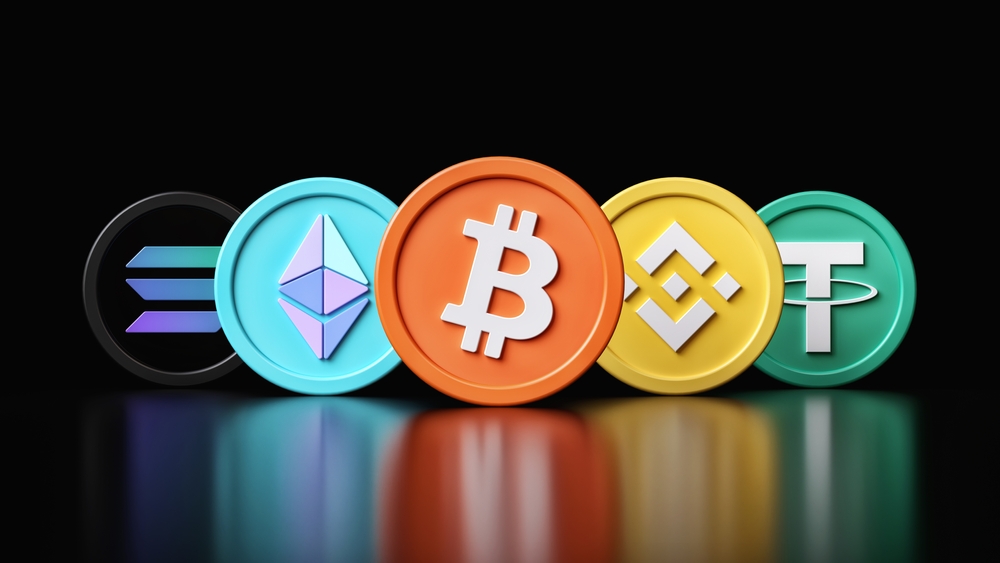 Bitcoin, Ethereum, Tether, BNB and Solana are examples of Large-cap cryptocurrencies.  Image: Shutterstock