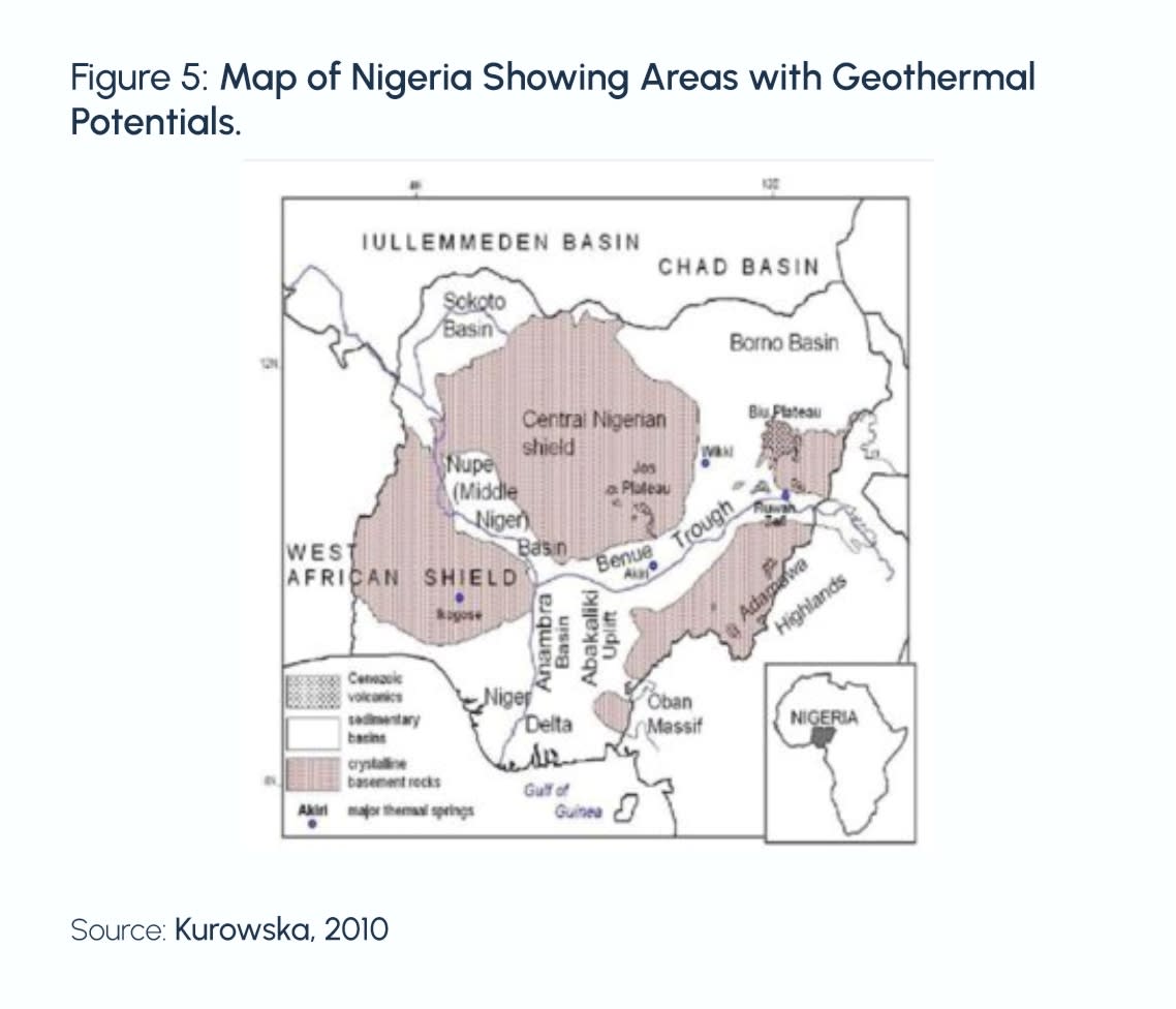 Map of Nigeria Showing Areas with Geothermal Potentials