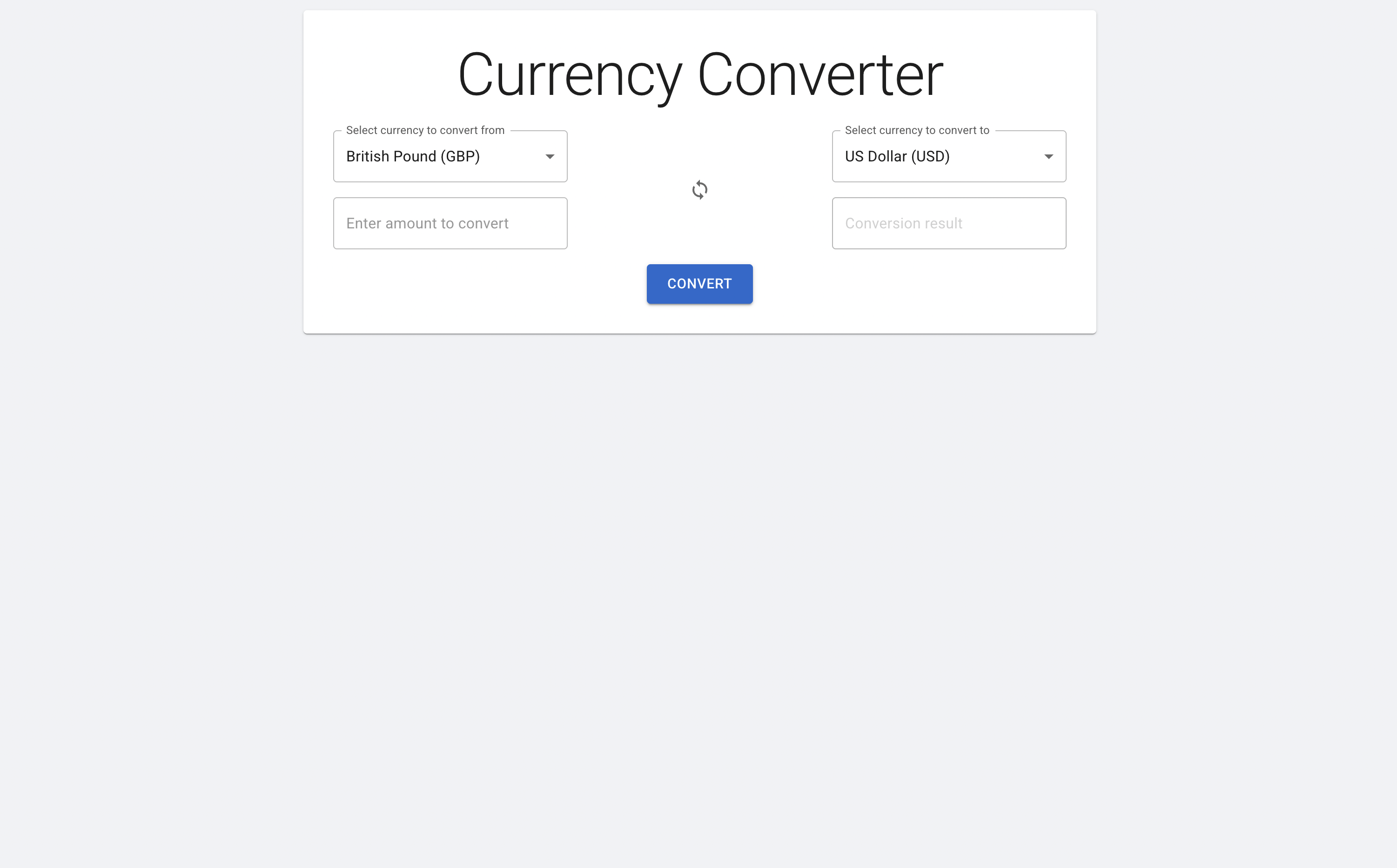 Currency Converter project screenshot