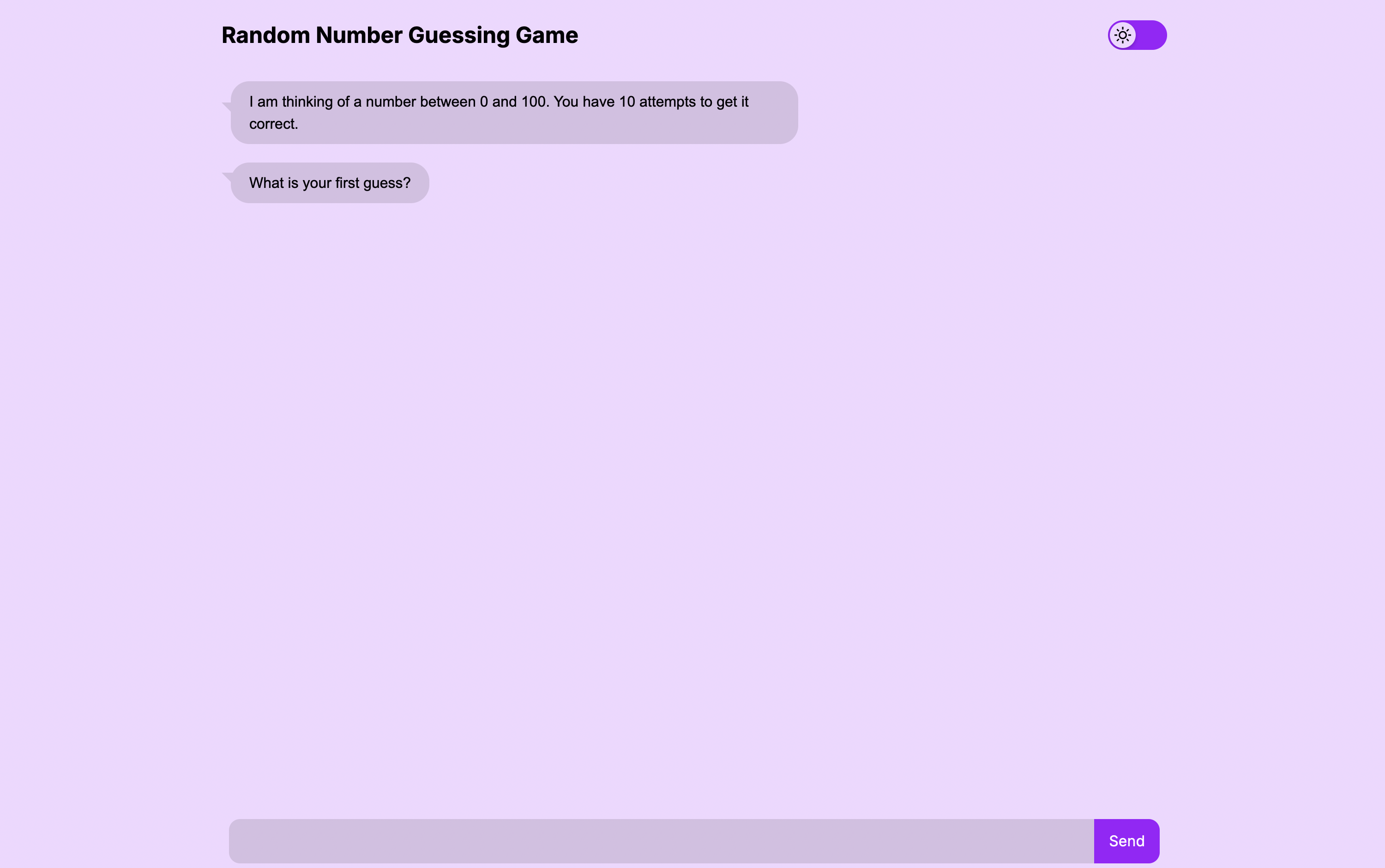 Random Number Guesser project screenshot