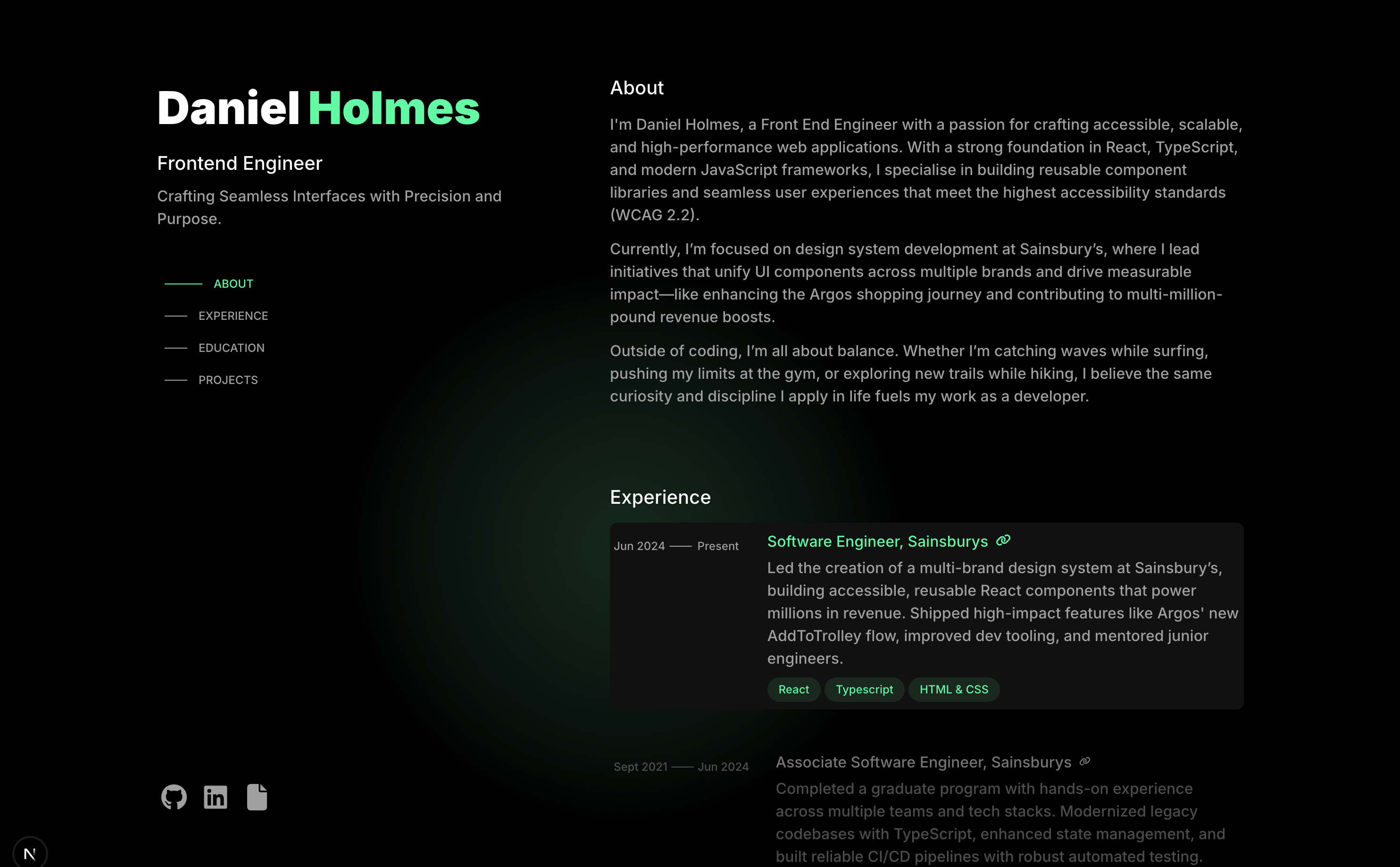 Portfolio V1 project screenshot