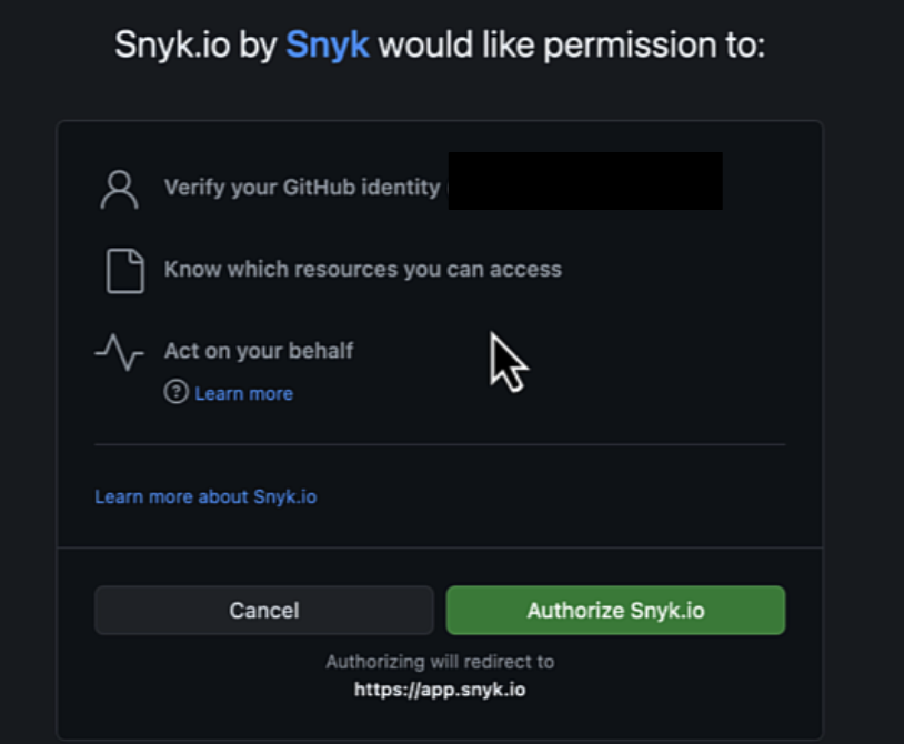 snyk-github-cloud-app-auth2