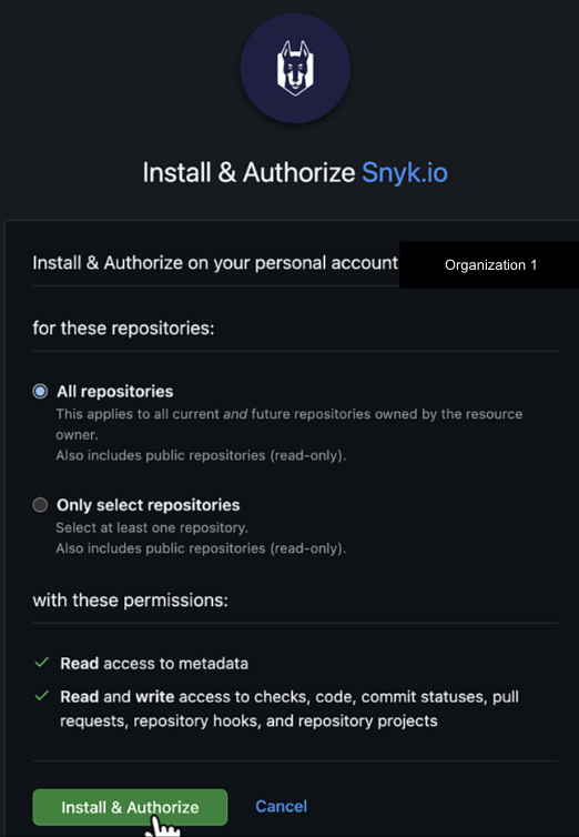 snyk-github-cloud-app-install-n-auth