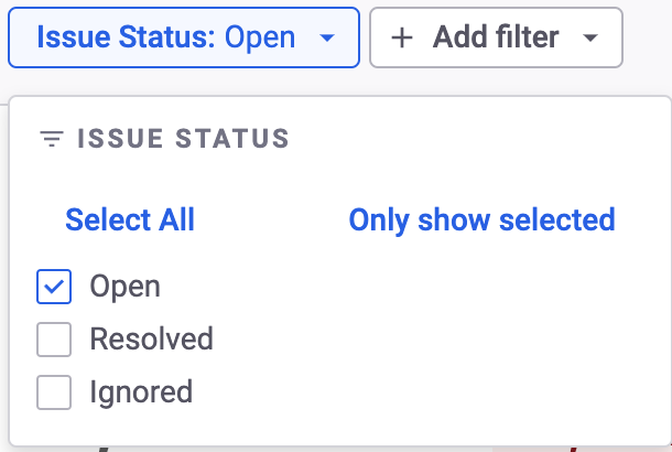 Ignores - Report and issue screen ignores