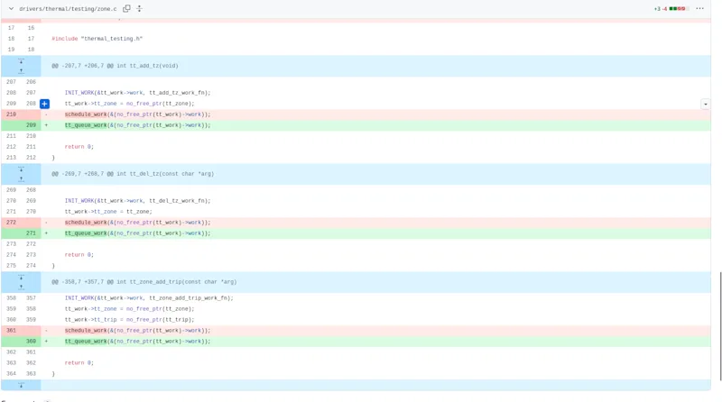 A single GitHub commit showing the message, author, and changed lines.