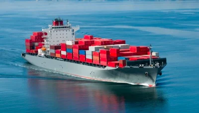 Container vessel on calm seas