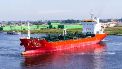 Image of a chemical carrier leaving port