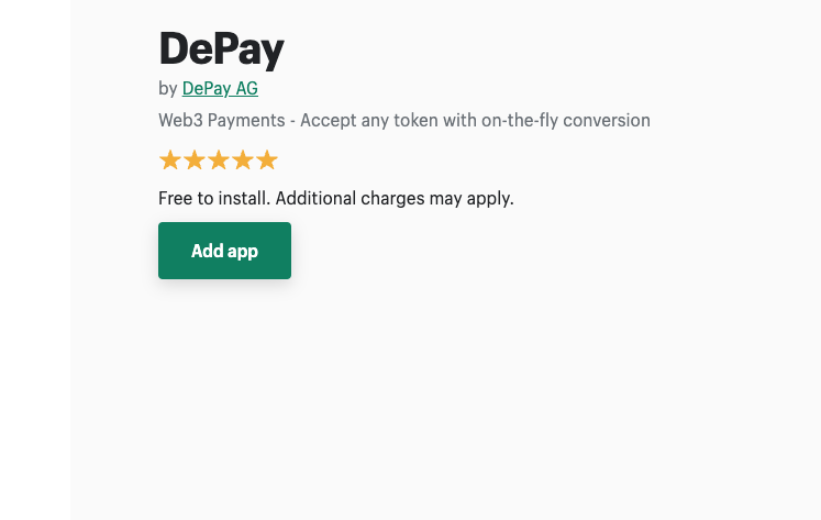 Add the DePay Shopify app
