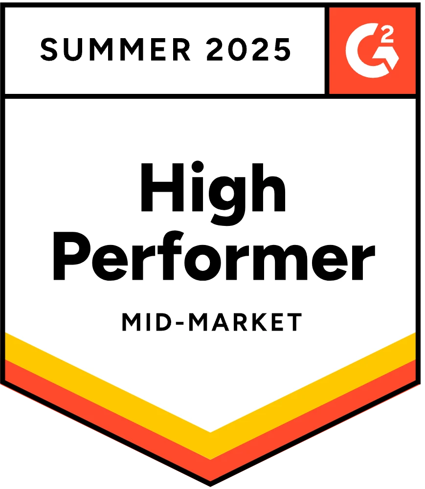 G2 Badge High Performer Mid Market Summer 2025