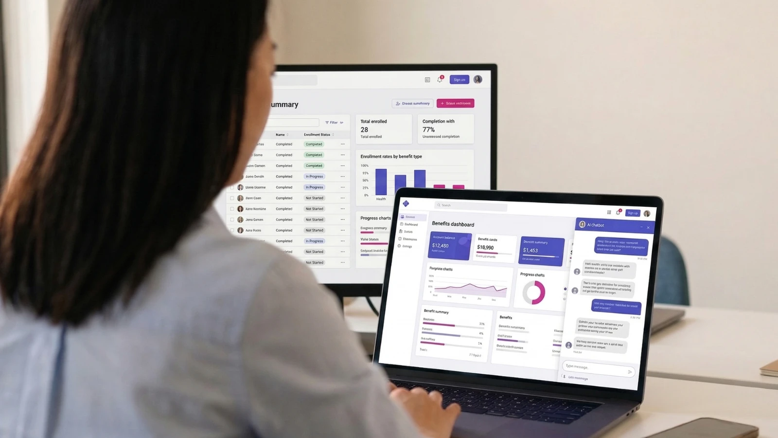Dashboard on desktop
