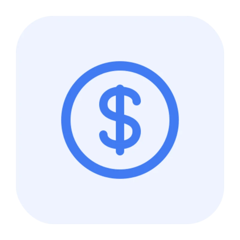 dollar with circle icon blue