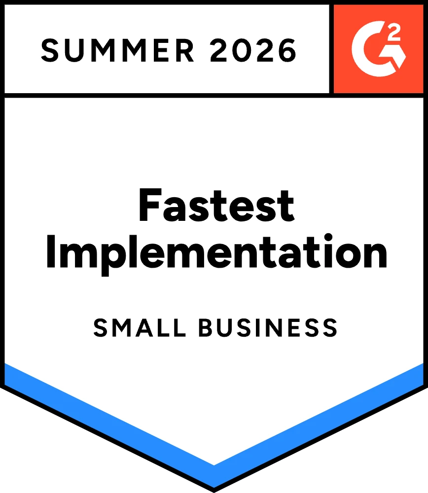G2 Badge Fastest Implementation Small Business Summer 2026