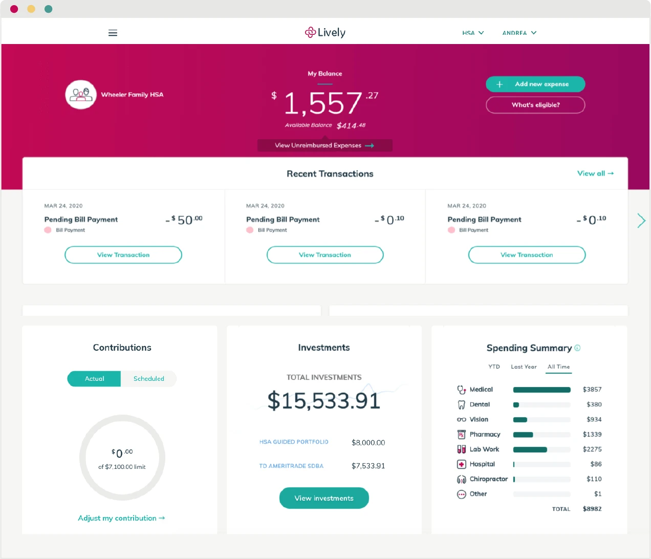 HSA Dashboard Individual