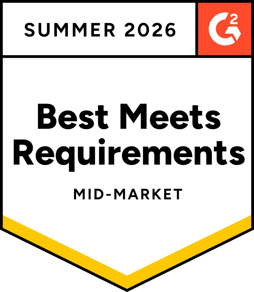G2 Badge Best Meets Requirements Mid-Market Summer 2026