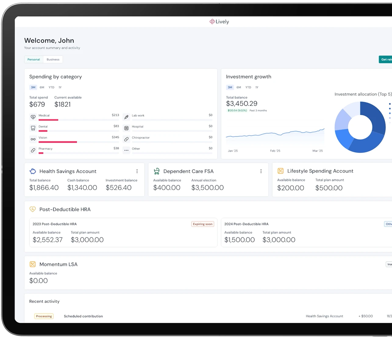 Platform dashboard on tablet