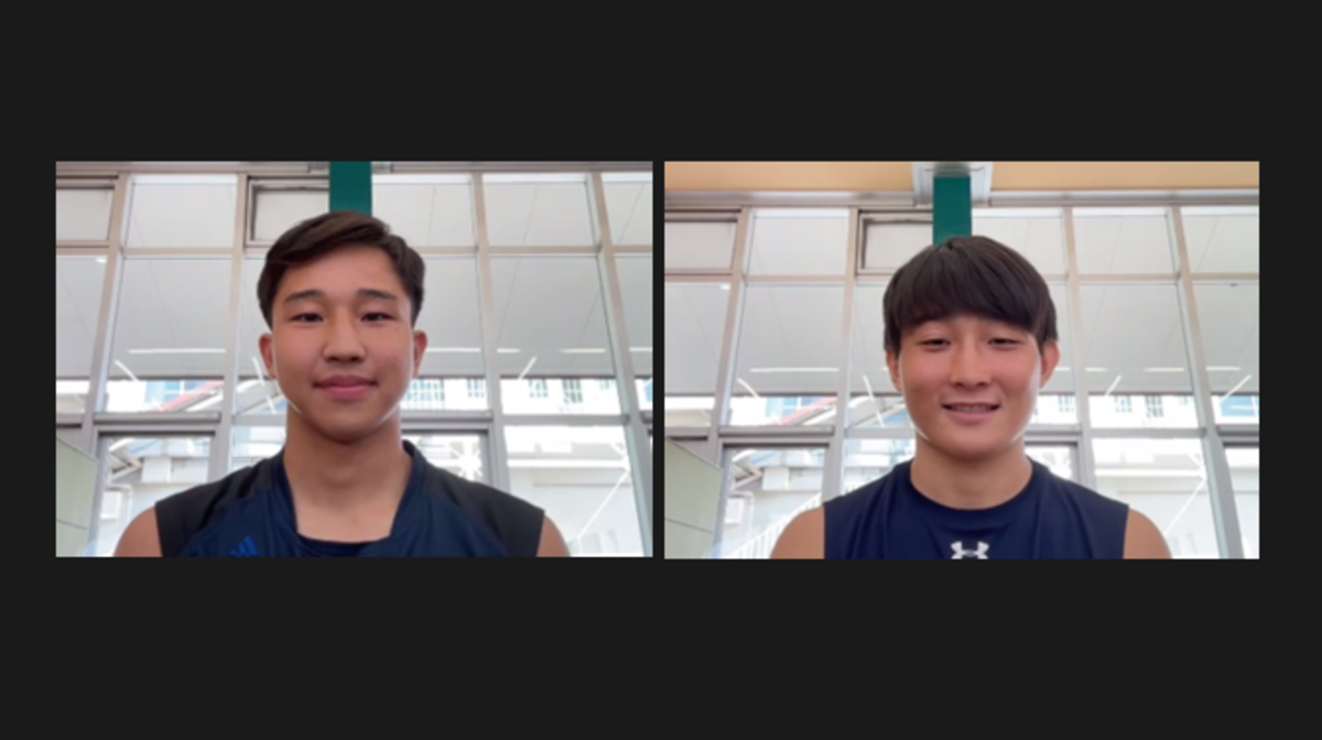 オンラインでインタビューに答えてくれた水谷選手(画面左)と佐藤選手(画面右)