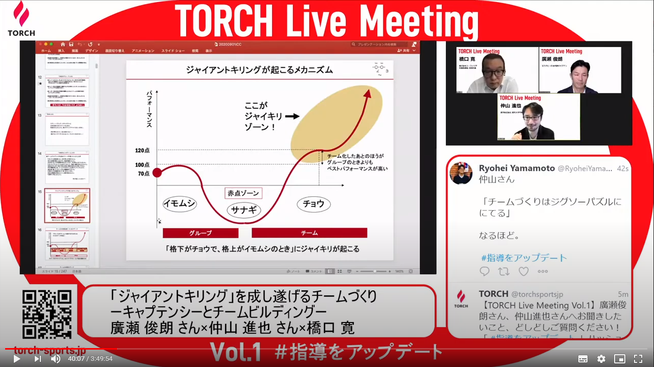 廣瀬俊朗さん（元ラグビー日本代表キャプテン）  仲山進也さん（楽天株式会社楽天大学学長）  橋口 寛（株式会社ユーフォリア 代表取締役 共同代表）