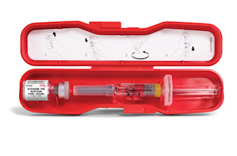 glucagon kits include a syringe and vial