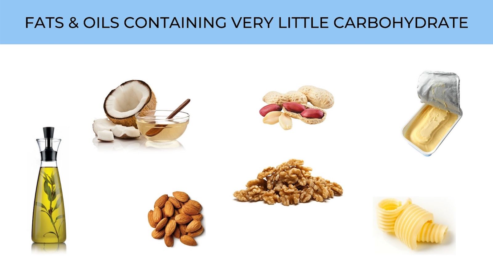 fats and oils with very little carbohydrate