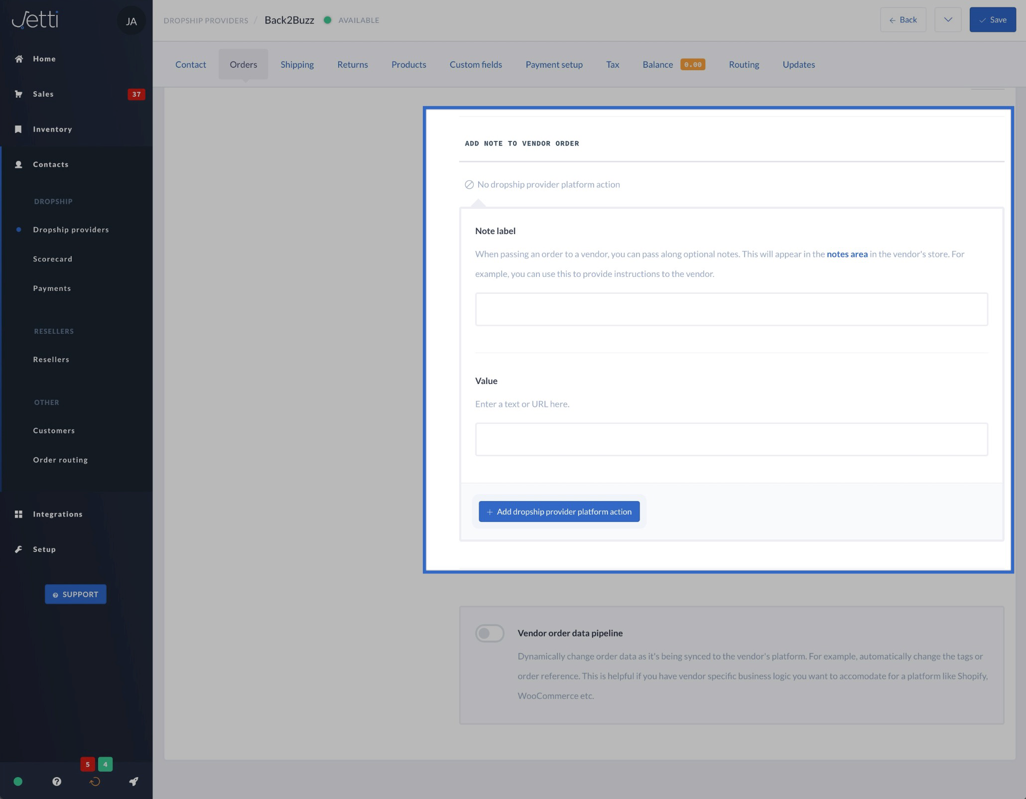 Dynamically add notes when syncing orders to a vendors Shopify