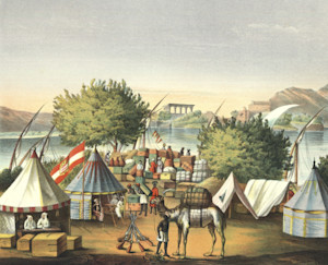 Knobleharjev tabor v pristanišču blizu Asuana oktobra 1853