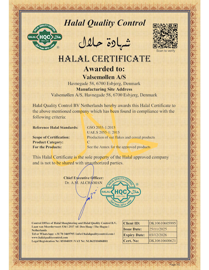 Halal certifikat side 1 af 2