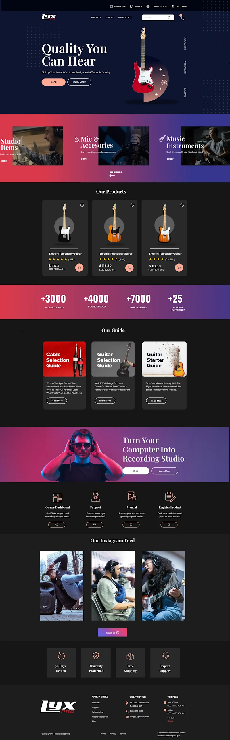 Guitar website design
