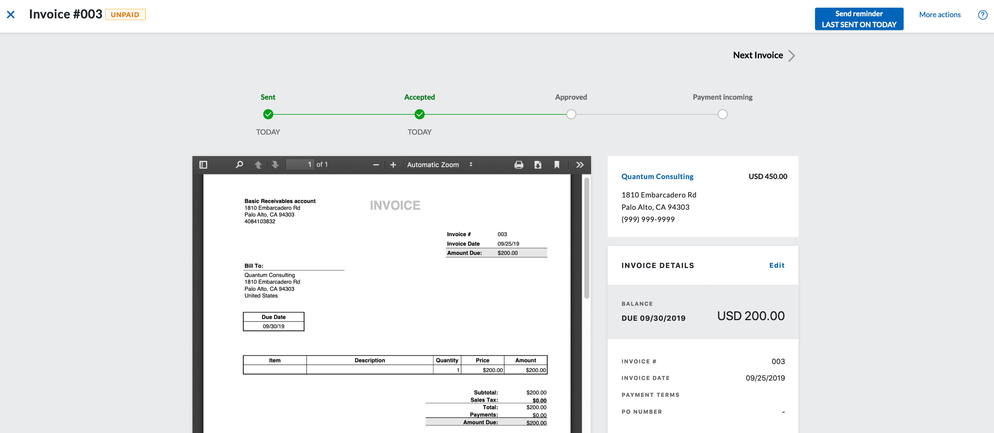 BR created Invoice tracker