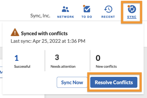 sync status - resolve conflicts