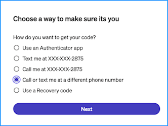 change number when prompted for a code