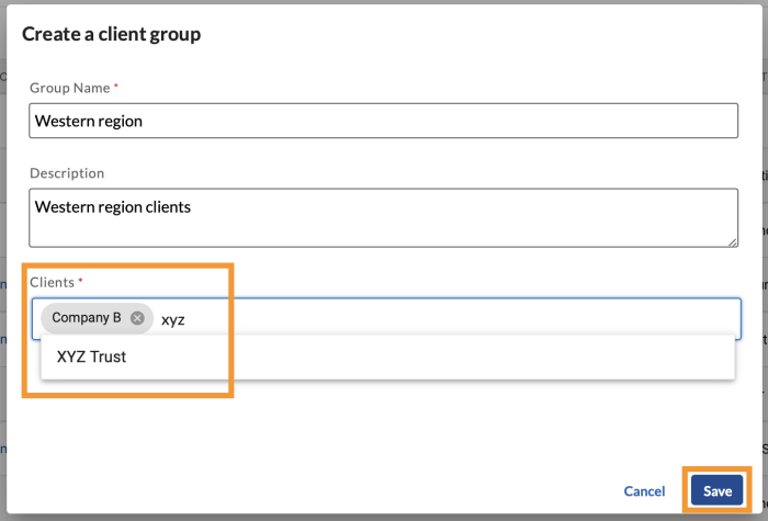 create client group
