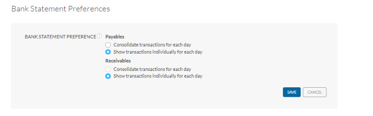 separate or combine transaction bank setting