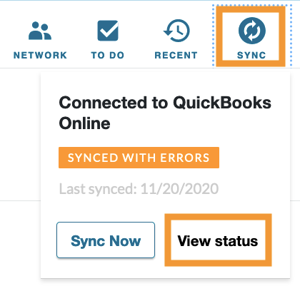 Sync Status link
