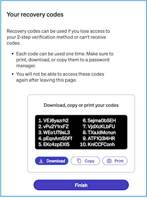 recovery codes