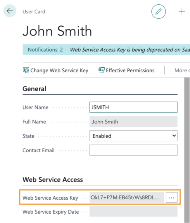 MSDBC - Web service access key