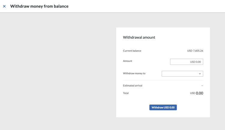 Bill.com balance withdraw money details