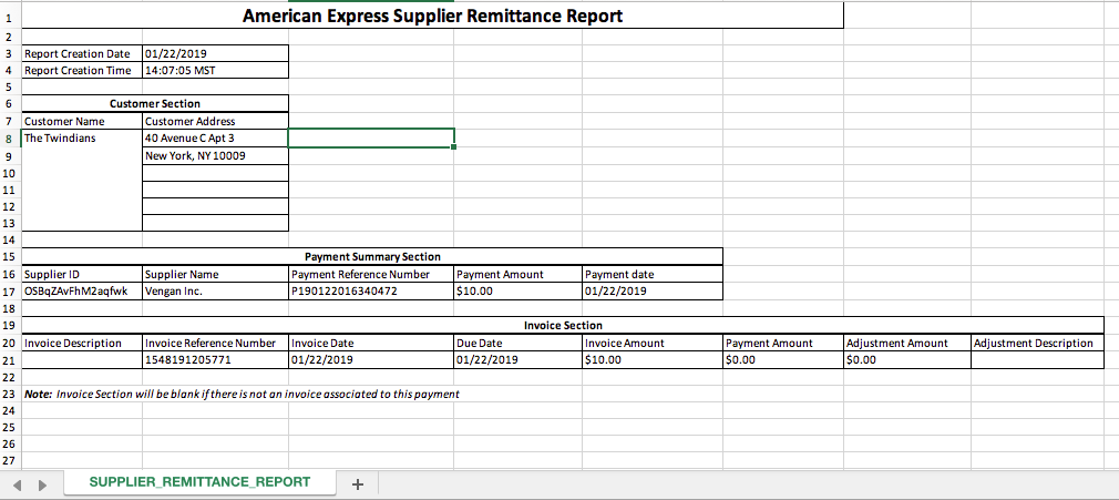 What the vendor sees for a Vendor Pay payment – American Express Vendor Pay