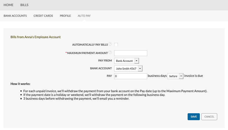 Auto Pay setup in AR portal