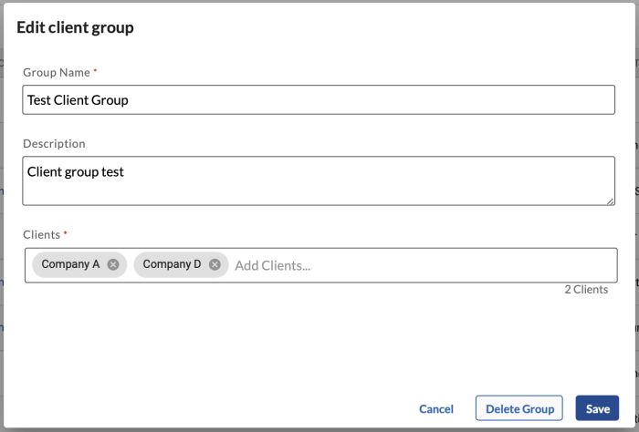 edit client group